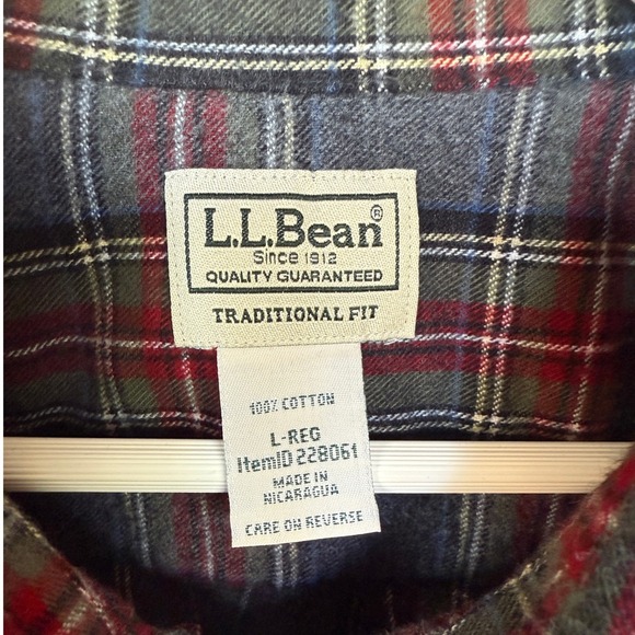 LL Bean Men's Large Scotch Plaid Flannel Shirt Long Sleeve Button Up - Picture 6 of 6